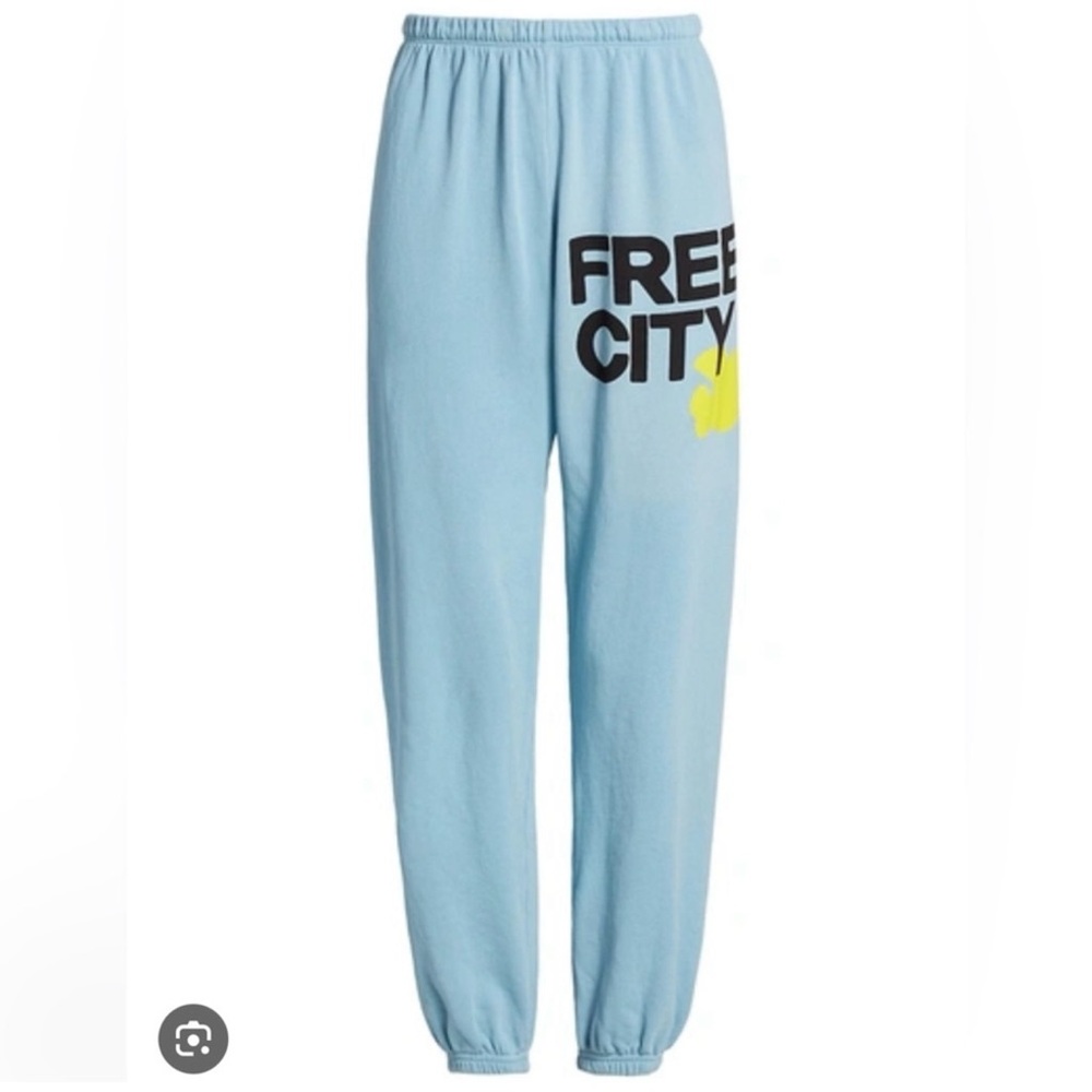 Freecity Blue and Black Track Pants with Elastic Waistband